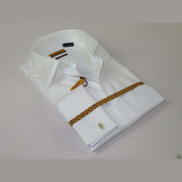 Men 100% Egyptian Cotton Shirt French Cuffs Wrinkle Resistance ENZO 71402 White - J.Valintin Men's Wear Legend - 9758