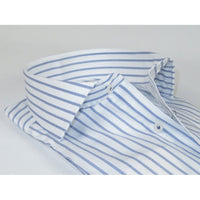 Men 100% Italian Cotton Shirt Non Iron SORRENTO Turkey 4730 White Blue Stripe - J.Valintin Men's Wear Legend - 98734