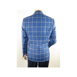 Men 100% Linen Sport Coat Plaid Design Jacket INSERCH Half Lined 561 Navy blue - J.Valintin Men's Wear Legend - 94094