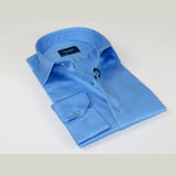 Men 100% Sateen Cotton Shirt Manschett Quesste Turkey Slim Fit 4010 - 05 Med Blue - J.Valintin Men's Wear Legend - 96819