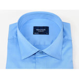 Men 100% Sateen Cotton Shirt Manschett Quesste Turkey Slim Fit 4010 - 05 Med Blue - J.Valintin Men's Wear Legend - 96819