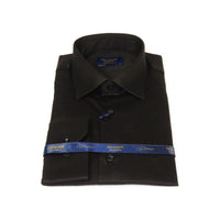 Men 100% Sateen Cotton Shirt Manschett Quesste Turkey Slim Fit 4010 - 08 Black - J.Valintin Men's Wear Legend - 96829