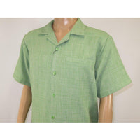 Men 2pc Walking Leisure Suit Short Sleeves By DREAMS Fancy 265 - 34 Lime Green - J.Valintin Men's Wear Legend - 265 - 34 Lime - M