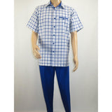 Men 2pc Walking Leisure Suit Short Sleeves By DREAMS Fancy 283 - 11 Royal Blue - J.Valintin Men's Wear Legend - 283 - 11 Royal - M