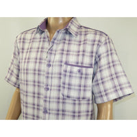 Men 2pc Walking Leisure Suit Short Sleeves DREAMS Checker 282 - 19 Lavender - J.Valintin Men's Wear Legend - 282 - 19 Lavender - M