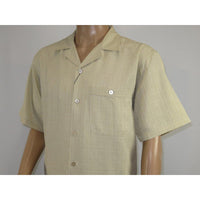 Men 2pc Walking Leisure Suit Short Sleeves DREAMS Plaid Satin 253 - 13 Sand - J.Valintin Men's Wear Legend - 253 - 13 Sand - M