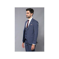 Men 3pc European Suit WESSI by J.VALINTIN Extra Slim Fit JV33 Navy Window Pane - J.Valintin Men's Wear Legend - 16875