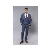 Men 3pc European Suit WESSI by J.VALINTIN Extra Slim Fit JV33 Navy Window Pane - J.Valintin Men's Wear Legend - 16875