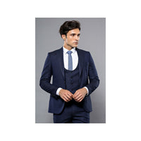 Men 3pc European Vested Suit WESSI by J.VALINTIN Extra Slim Fit JV12 Navy blue - J.Valintin Men's Wear Legend - 16611