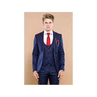 Men 3pc European Vested Suit WESSI by J.VALINTIN Extra Slim Fit JV12 Navy blue - J.Valintin Men's Wear Legend - 16611