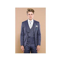 Men 3pc European Vested Suit WESSI by J.VALINTIN Extra Slim Fit JV17 Navy Blue - J.Valintin Men's Wear Legend - 16707