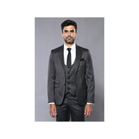 Men 3pc European Vested Suit WESSI by J.VALINTIN Extra Slim Fit JV26 Dark gray - J.Valintin Men's Wear Legend - 16839