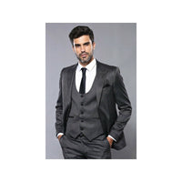 Men 3pc European Vested Suit WESSI by J.VALINTIN Extra Slim Fit JV26 Dark gray - J.Valintin Men's Wear Legend - 16839