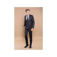 Men 3pc European Vested Suit WESSI by J.VALINTIN Extra Slim Fit JV28 black gray - J.Valintin Men's Wear Legend - 16849