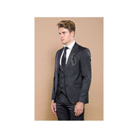 Men 3pc European Vested Suit WESSI by J.VALINTIN Extra Slim Fit JV28 black gray - J.Valintin Men's Wear Legend - 16849