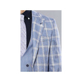 Men 3pc European Vested Suit WESSI by J.VALINTIN Extra Slim Fit JV30 blue plaid - J.Valintin Men's Wear Legend - 16860