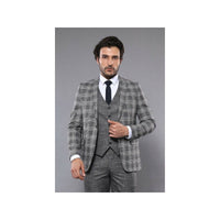 Men 3pc European Vested Suit WESSI by J.VALINTIN Extra Slim Fit JV37 Black White - J.Valintin Men's Wear Legend - 16899