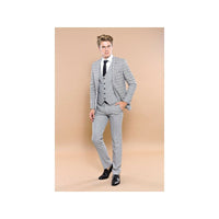 Men 3pc European Vested Suit WESSI by J.VALINTIN Extra Slim Fit JV44 Houndstooth - J.Valintin Men's Wear Legend - 16971