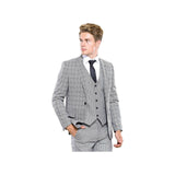 Men 3pc European Vested Suit WESSI by J.VALINTIN Extra Slim Fit JV44 Houndstooth - J.Valintin Men's Wear Legend - 16971