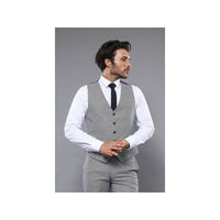 Men 3pc European Vested Suit WESSI by J.VALINTIN Slim Fit JV40 Gray Blue Plaid - J.Valintin Men's Wear Legend - 16916