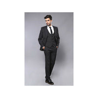 Men 3pc European Vested Suit WESSI J.VALINTIN Extra Slim Fit JV27 Black Stripe - J.Valintin Men's Wear Legend - 16844