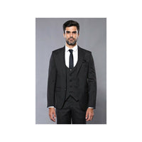 Men 3pc European Vested Suit WESSI J.VALINTIN Extra Slim Fit JV27 Black Stripe - J.Valintin Men's Wear Legend - 16844