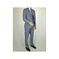 Men 3pc European Vested Suit WESSI JVALINTIN Slim Fit JV22 Sky Blue One Button - J.Valintin Men's Wear Legend - 16805