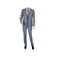 Men 3pc European Vested Suit WESSI JVALINTIN Slim Fit JV22 Sky Blue One Button - J.Valintin Men's Wear Legend - 16805