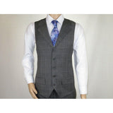 Men Apollo King 3pc Classic Suit A303 Gray white window pane 100% Wool Ship free - J.Valintin Men's Wear Legend - 21458