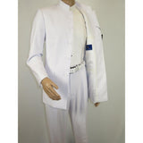 Men Apollo King Band Collarless Church Suit Mandarin 5 Hidden Buttons AG58 White - J.Valintin Men's Wear Legend - AG58 - White - 38R