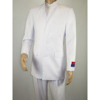 Men Apollo King Band Collarless Church Suit Mandarin 5 Hidden Buttons AG58 White - J.Valintin Men's Wear Legend - AG58 - White - 38R