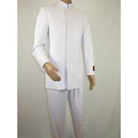 Men Apollo King Band Collarless Church Suit Mandarin 5 Hidden Buttons AG58 White - J.Valintin Men's Wear Legend - AG58 - White - 38R