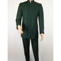 Men Apollo King Band Collarless Church Suit Mandarin 5 Hidden Buttons AG59 Green - J.Valintin Men's Wear Legend - AG59 - Green - 38R