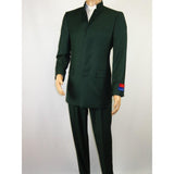 Men Apollo King Band Collarless Church Suit Mandarin 5 Hidden Buttons AG59 Green - J.Valintin Men's Wear Legend - AG59 - Green - 38R