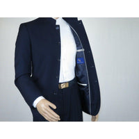 Men Apollo King Banded Collarless suit Mandarin 5 Buttons Wide leg M5 - 2 Navy - J.Valintin Men's Wear Legend - 20991