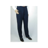 Men Apollo King Banded Collarless suit Mandarin 5 Hidden Button Panel AG52 Navy - J.Valintin Men's Wear Legend - 21764