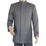 Men Apollo King Banded Collarless suit Mandarin 5 Hidden Button Pastor AG53 Gray - J.Valintin Men's Wear Legend - 80265