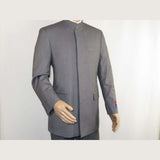 Men Apollo King Banded Collarless suit Mandarin 5 Hidden Button Pastor AG53 Gray - J.Valintin Men's Wear Legend - 80265