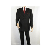 Men Apollo King Double Breasted Formal Business Suit Pleated Pants DM21 Black - J.Valintin Men's Wear Legend - 80247