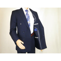 Men Apollo King Double Breasted Suit Classic Peak Lapel Pleated DM22 Navy Blue - J.Valintin Men's Wear Legend - 21025