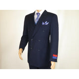 Men Apollo King Double Breasted Suit Classic Peak Lapel Pleated DM22 Navy Blue - J.Valintin Men's Wear Legend - 21025