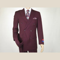 Men Apollo King Double Breasted Suit Classic Peak Lapel Pleated DM29 Burgundy - J.Valintin Men's Wear Legend - 21804