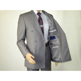 Men Apollo King Double Breasted Suit Classic Peak Lapel Soft Blend DM23 Gray - J.Valintin Men's Wear Legend - 21041