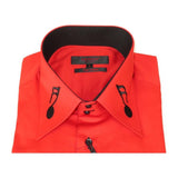 Men Axxess Turkey Shirt 100% Cotton Musical Note 623 - 05 French Cuffs Red Black - J.Valintin Men's Wear Legend - 623 - 05 Red - M