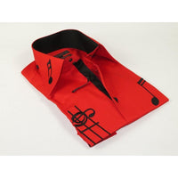 Men Axxess Turkey Shirt 100% Cotton Musical Note 623 - 05 French Cuffs Red Black - J.Valintin Men's Wear Legend - 623 - 05 Red - M