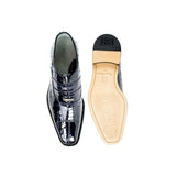 Men Belvedere Shoes Mare Genuine Ostrich Eel Leather Lace up Navy Blue 2P7 - J.Valintin Men's Wear Legend - 2p7 Navy _9