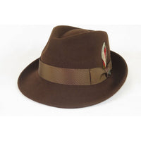 Men BENTLY HEADWEAR Hat Australian Wool Pinch Front Fedora Hudson HU421 Brown - J.Valintin Men's Wear Legend - Hu421 - Brown - S