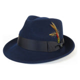 Men BENTLY HEADWEAR Hat Australian Wool Pinch Front Fedora Hudson HU422 Navy - J.Valintin Men's Wear Legend - Hu422 - Navy - S