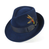 Men BENTLY HEADWEAR Hat Australian Wool Pinch Front Fedora Hudson HU422 Navy - J.Valintin Men's Wear Legend - Hu422 - Navy - S