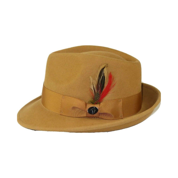 Men BENTLY HEADWEAR Hat Australian Wool Pinch Front Fedora HUDSON HU423 camel - J.Valintin Men's Wear Legend - 20019